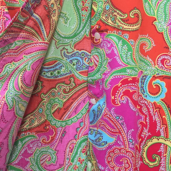 Lauren Ralph Lauren Pink and Green Paisley Blouse - Picture 4 of 8
